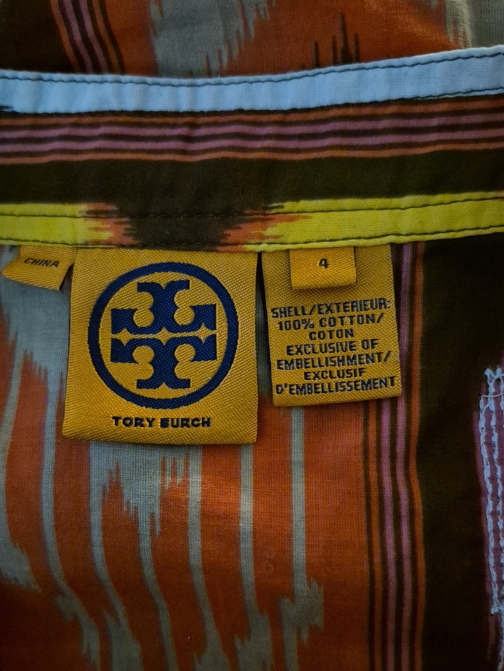 Tory Burch Stephanie Sequin Embellished Tunic 100% Cotton Blouse Size 4 - Picture 3 of 3